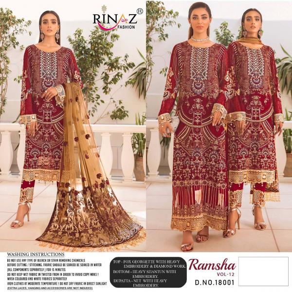 Rinaz Ramsha 12 Designer Georgette Embroidery Pakistani Suit 